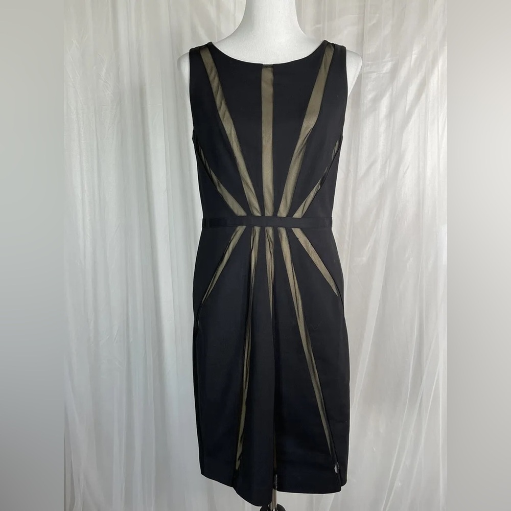 Vera Wang Women's Black Sheath Dress Shear Design With Nude Lining